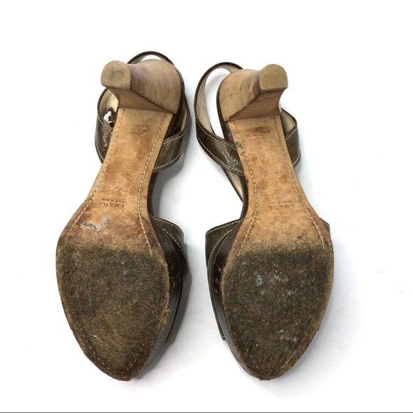 Prada authentic brown leather stacked heel sandal cross straps open toe EU 38 - Picture 11 of 12